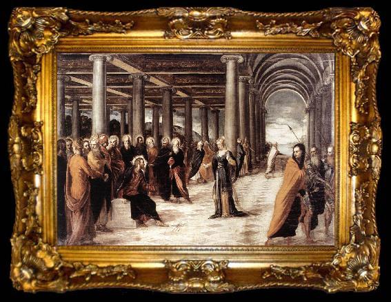 framed  TINTORETTO, Jacopo Christ and the Woman Taken in Adultery adf, ta009-2